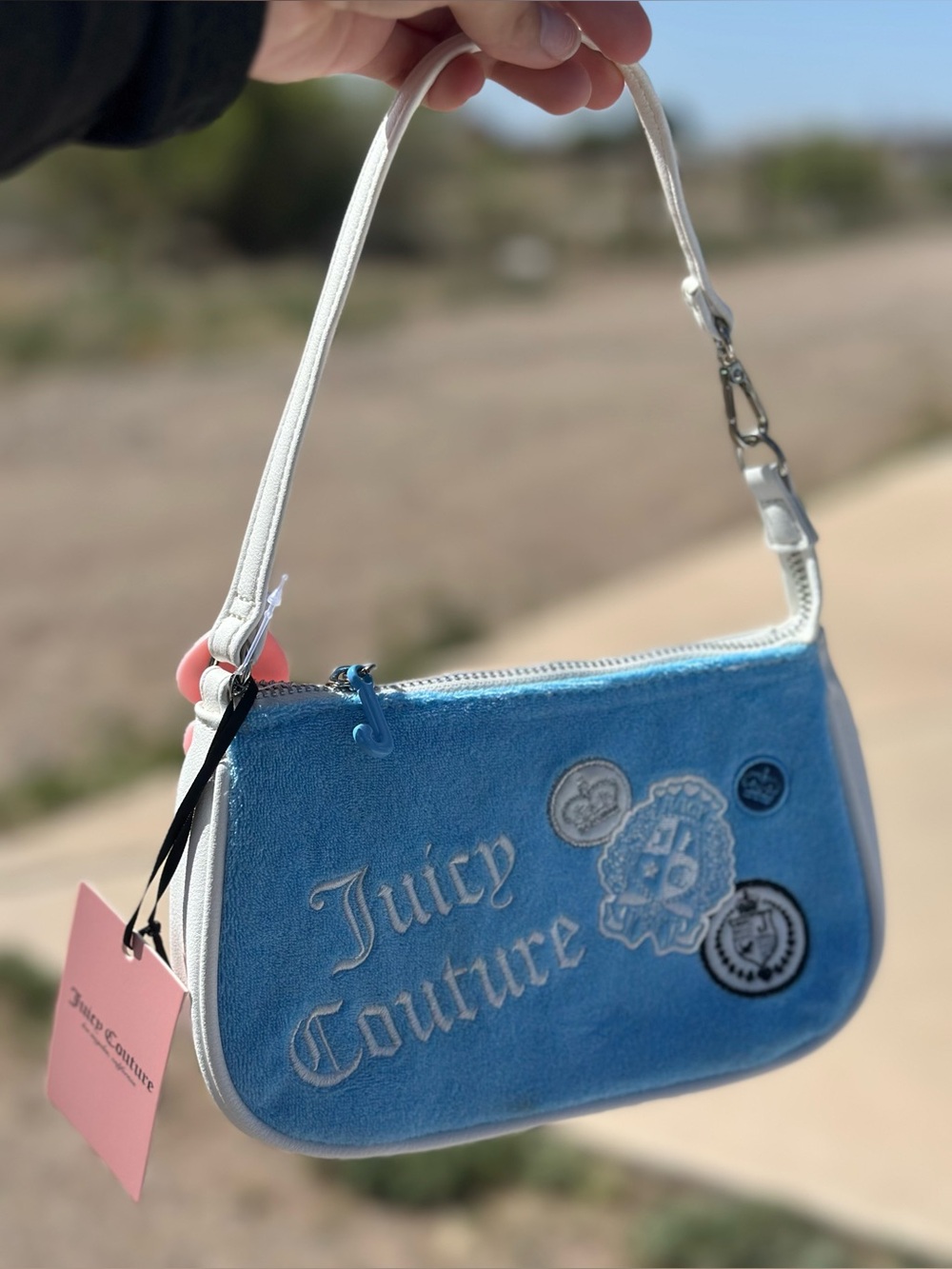 Juicy couture terry cloth blue convertible wristlet NWT